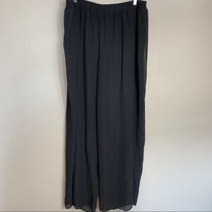 Roamans Plus Size 24W Black Pull On Sheer Overlay Pants Elastic Waist
